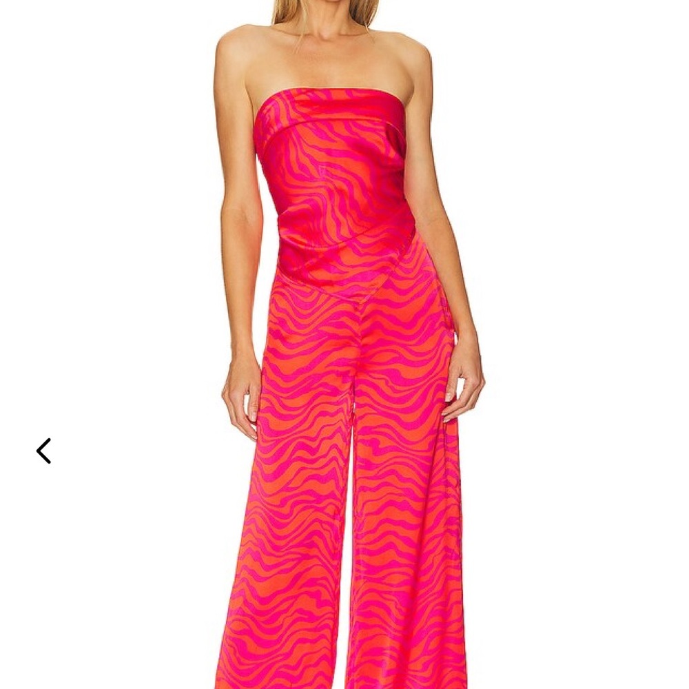 Lovers + Friends Vibrant Pink Strapless Jumpsuit